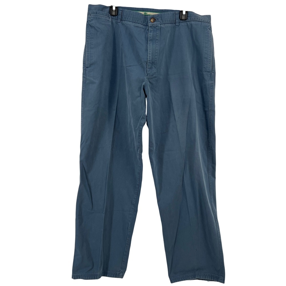 Lacoste Mens Blue Cotton Chino Pants Size‎ 40 Flat Front Relaxed Twill Trousers